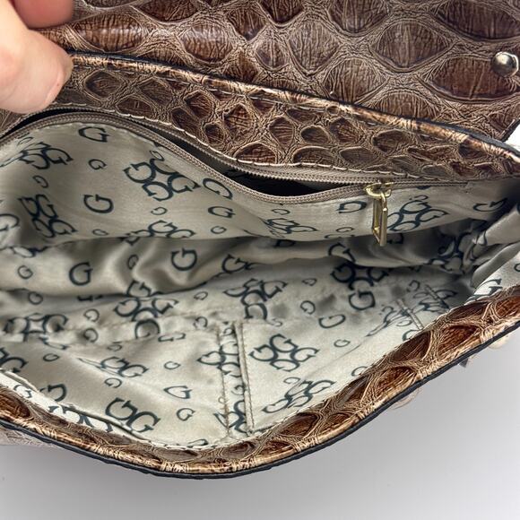 Guess Y2K Baguette Shoulder Bag Faux Patent Leather Croc Stud Purse Vintage - Picture 3 of 16